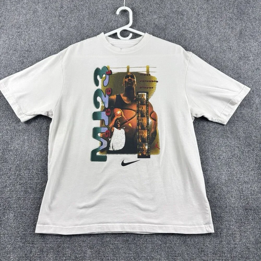 Nike Jordan T-Shirt Mens M White 23 MVP Graphic 90s Vintage Style